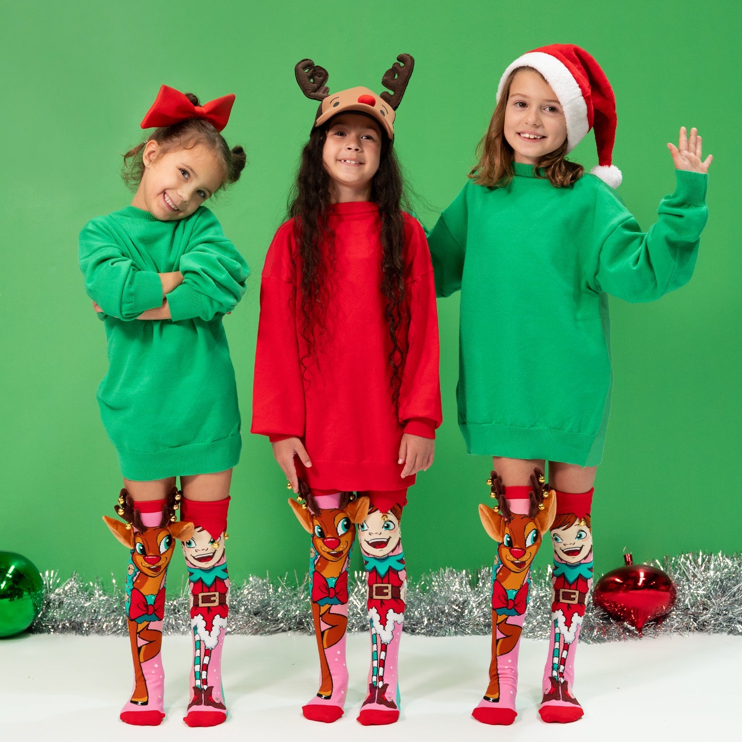 Madmia Reindeer and Elf Knee High Christmas Socks