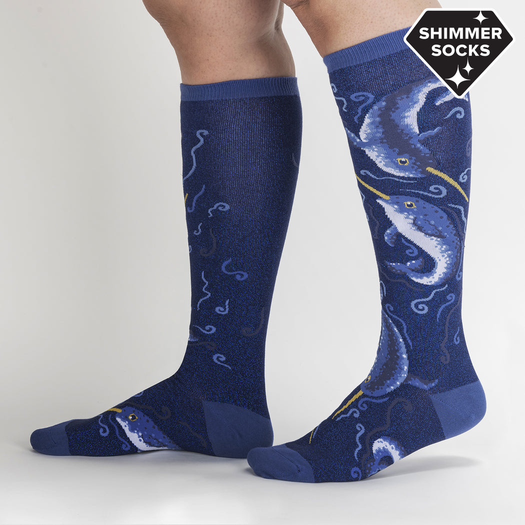Once Upon a Narwhal Women's Knee High Shimmer Socks
