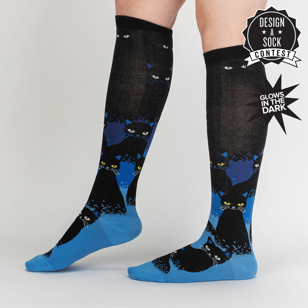 Cats In the Dark Women's Knee High Socks - Glow in the Dark