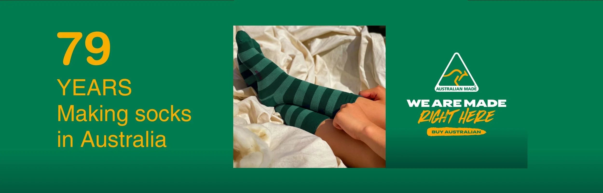 Merino and Alpaca Blend Striped Socks in Forest Green - Aussie Made