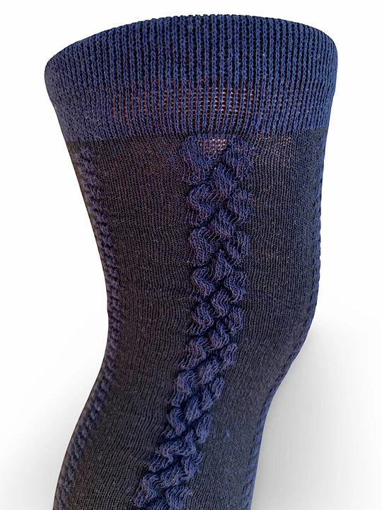 Cable Knit Over the Knee Socks in Navy