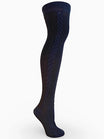 Navy blue knee-high sock on a white background