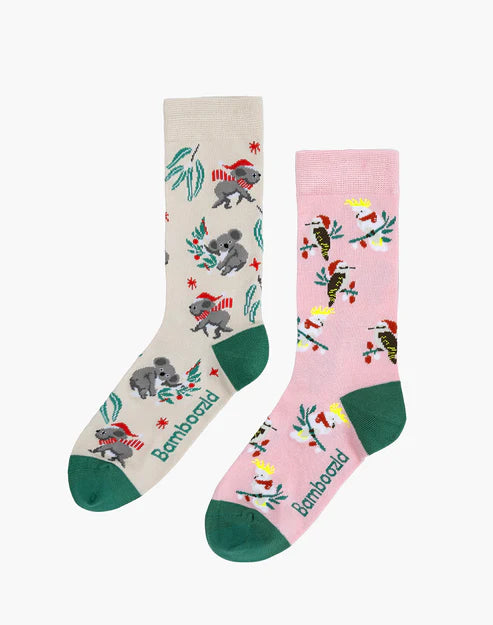 Aussie Chrissy Women's Crew Socks - Xmas Cracker Gift Set 2 Pack