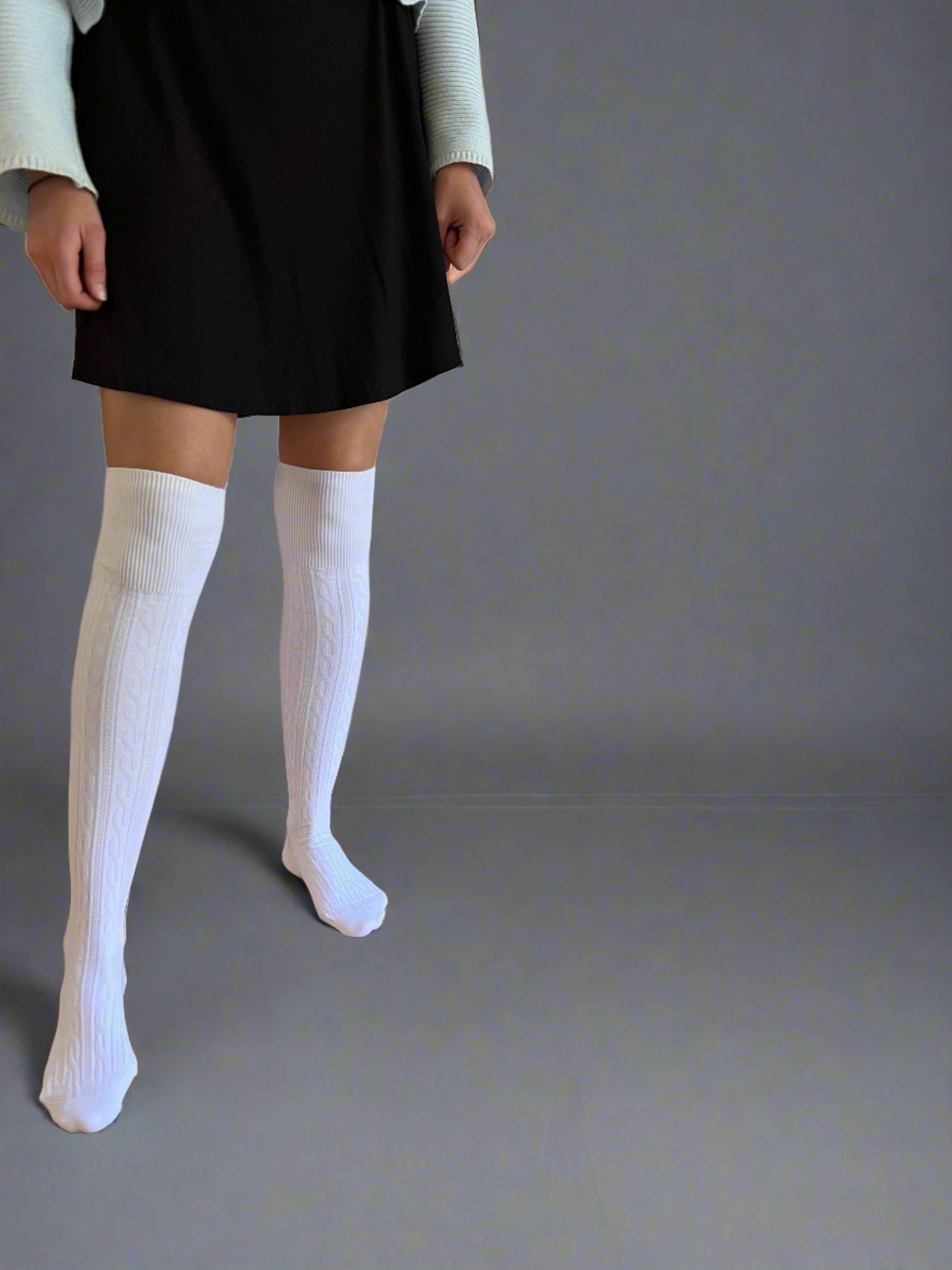 over the knee socks in white - The Sockery