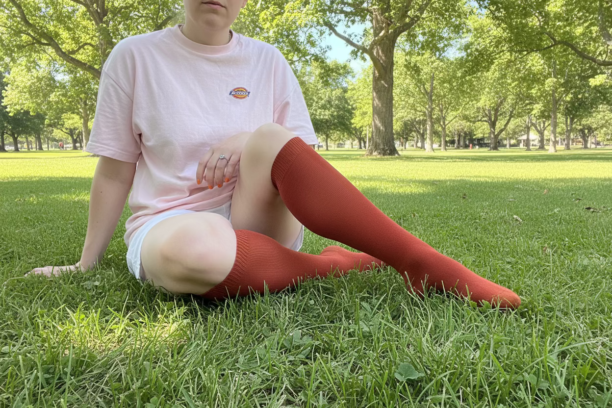 Merino Wool Women's Knee High Socks in Terracotta - Aussie Made