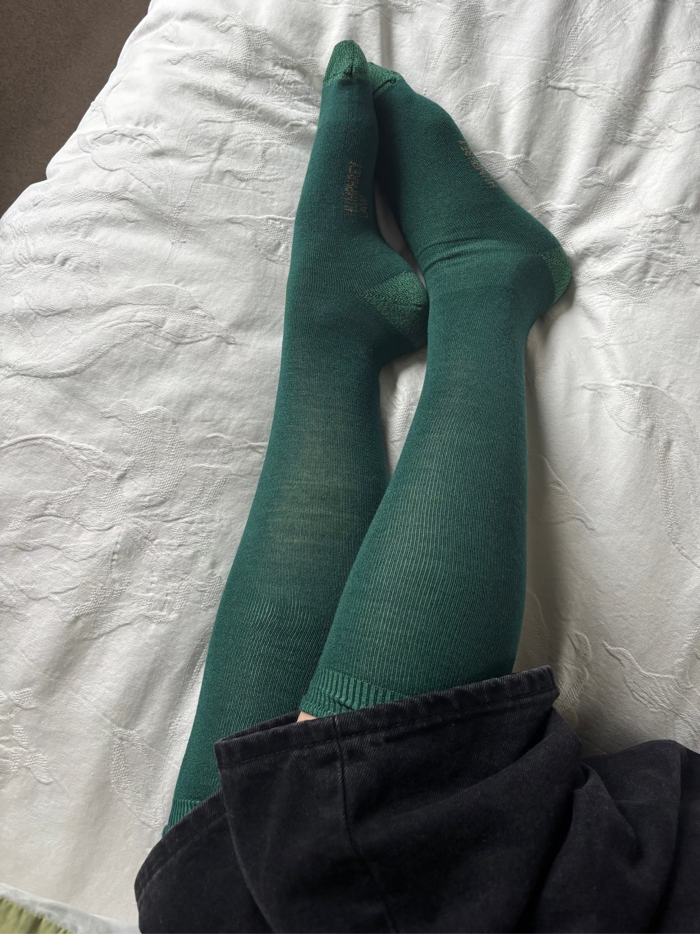 Merino Wool Women's Knee High Socks in Forest Green