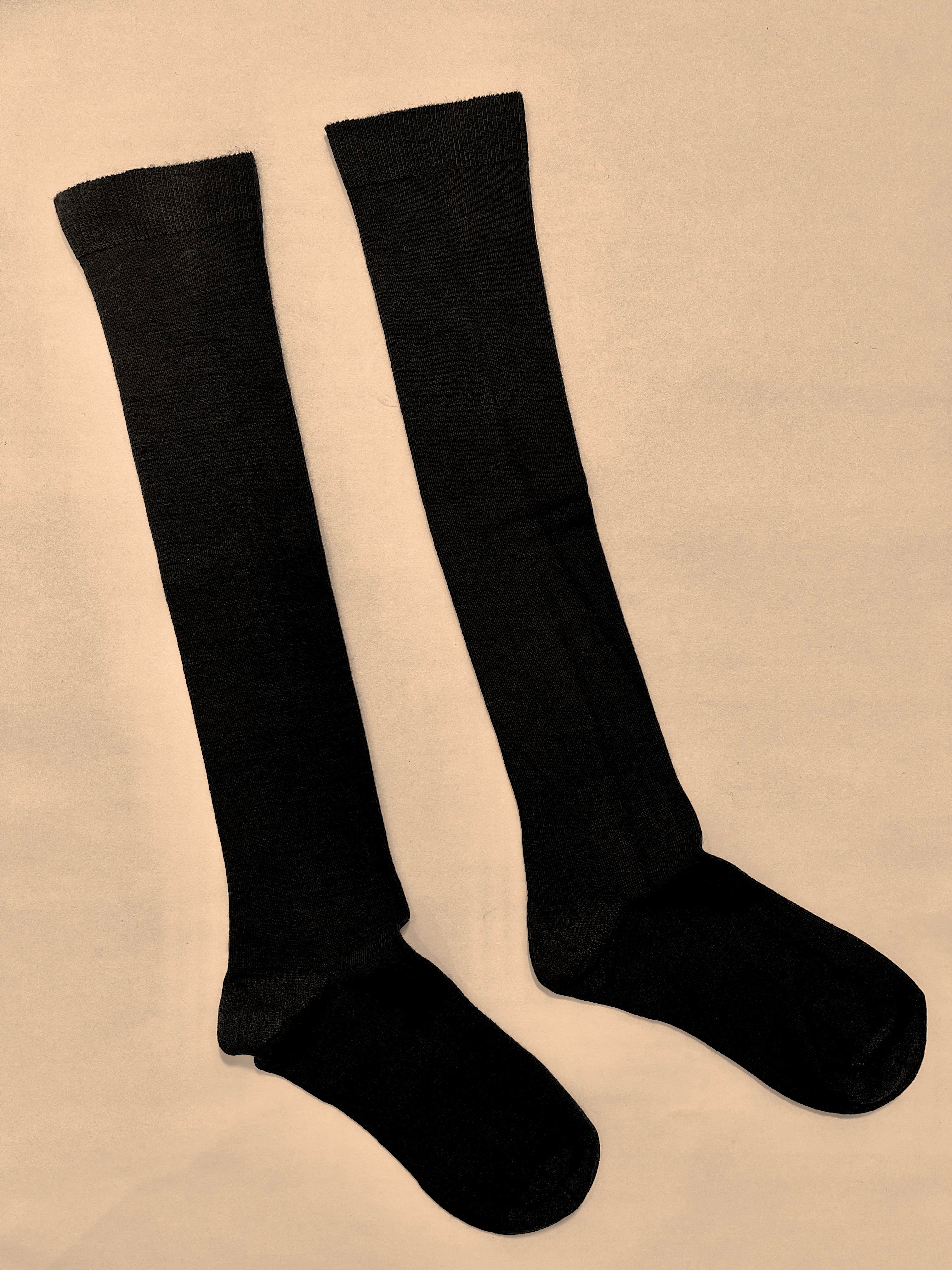 Black Women's Knee High Cotton Socks
