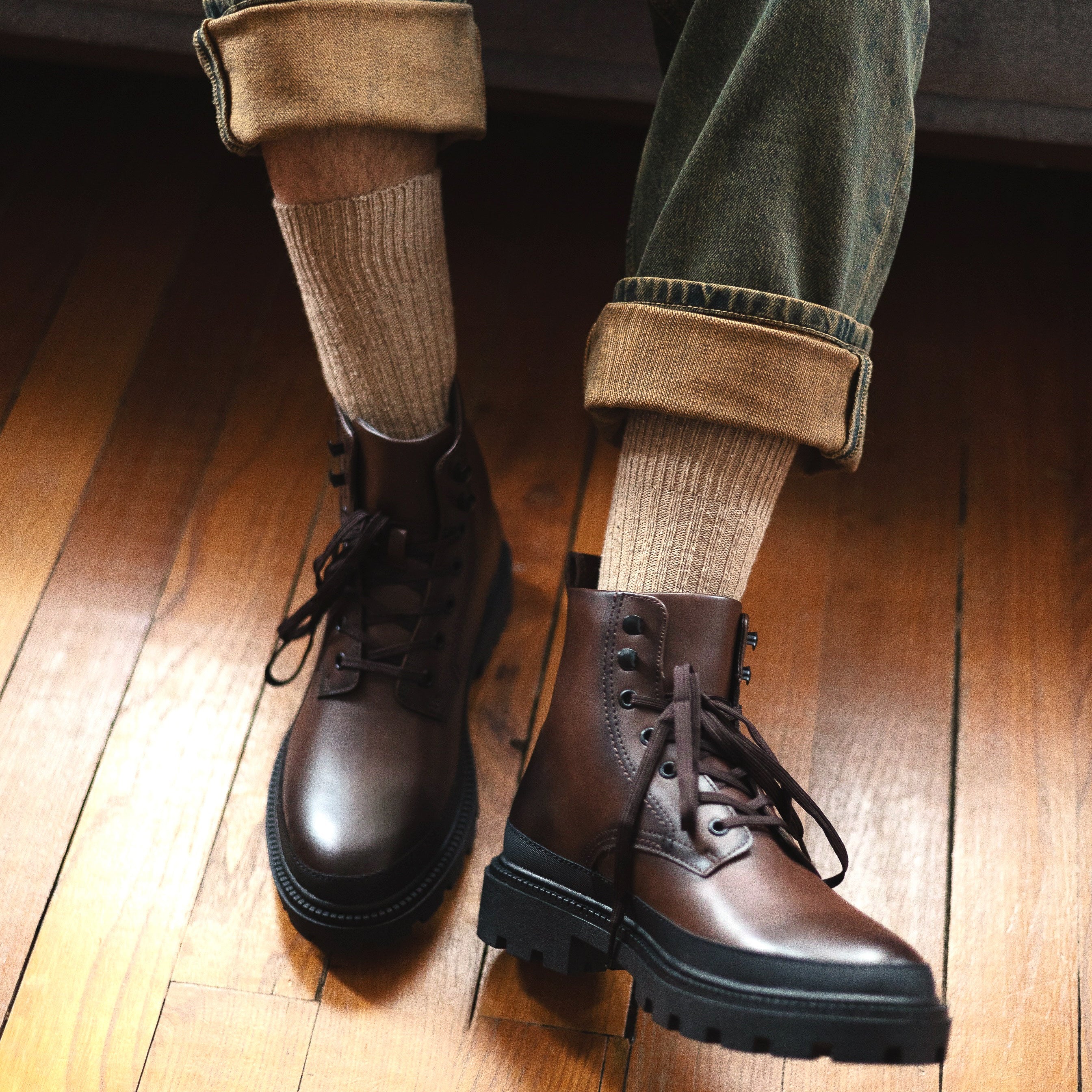 Silk and Wool Blend Socks - Star Dust on Beige