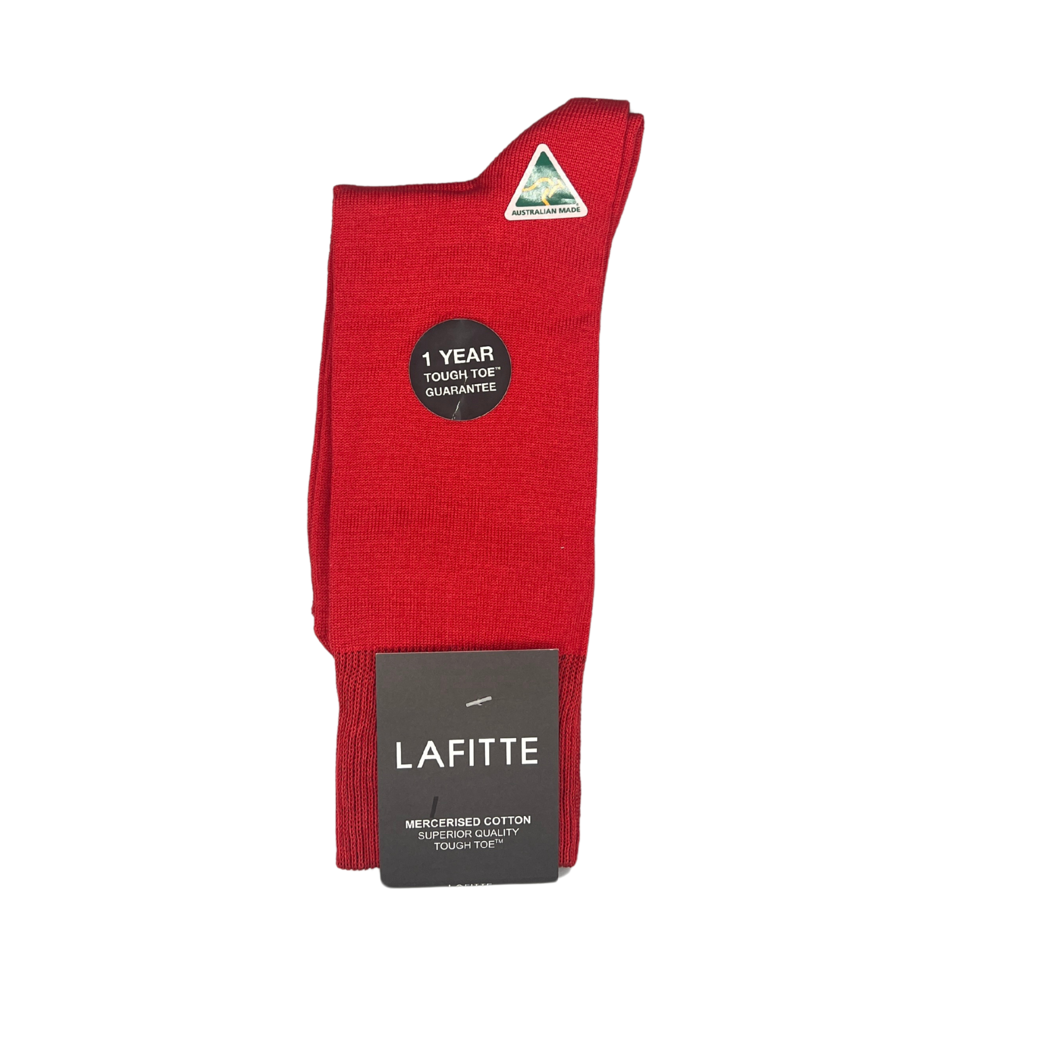 Cotton Crew Sock with Tough Toe in Red - Aussie Made