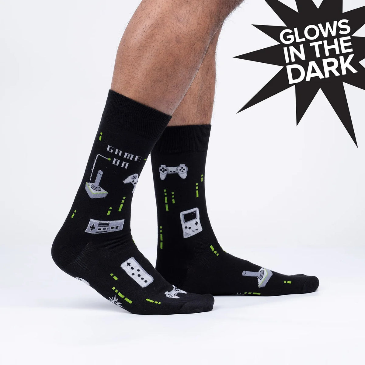 Game On Men's Crew Sock - Glow in the Dark