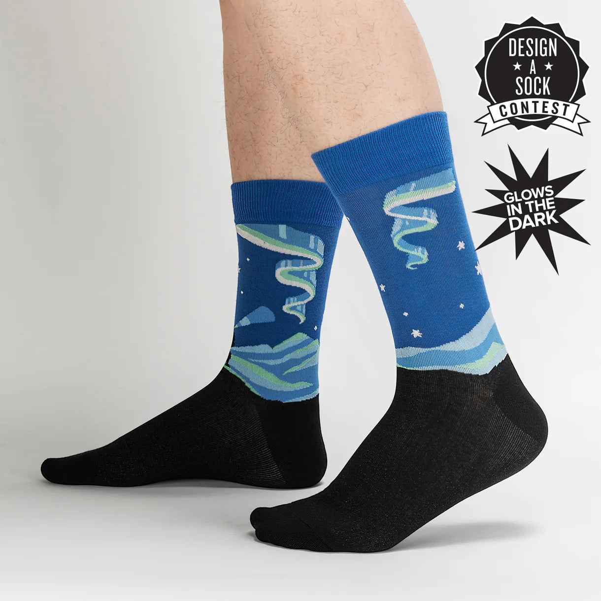 Northern Lights Men's Crew Socks - Glow in the Dark