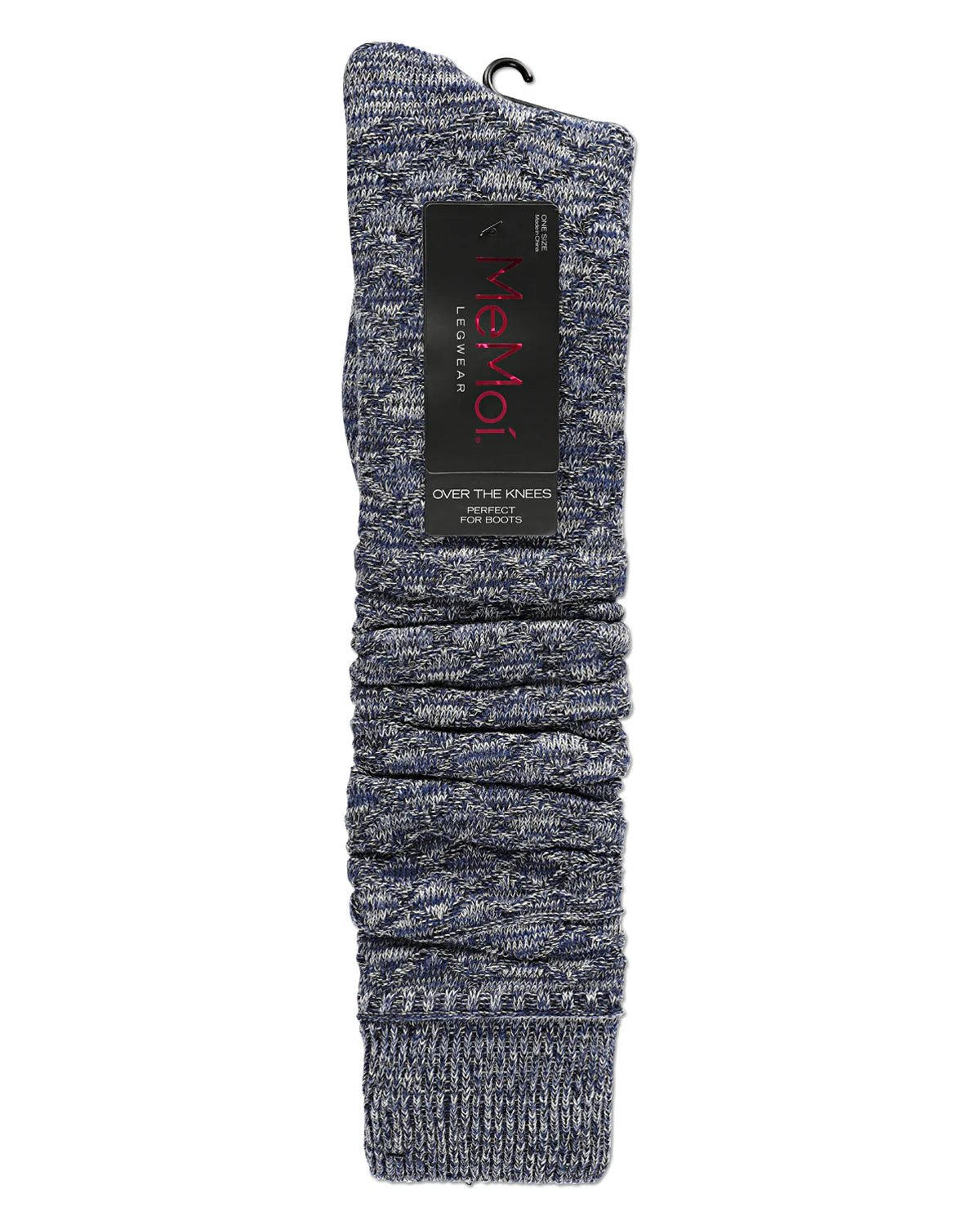 Crochet Mix Women's Over the Knee Socks in Blue Heather - The Sockery