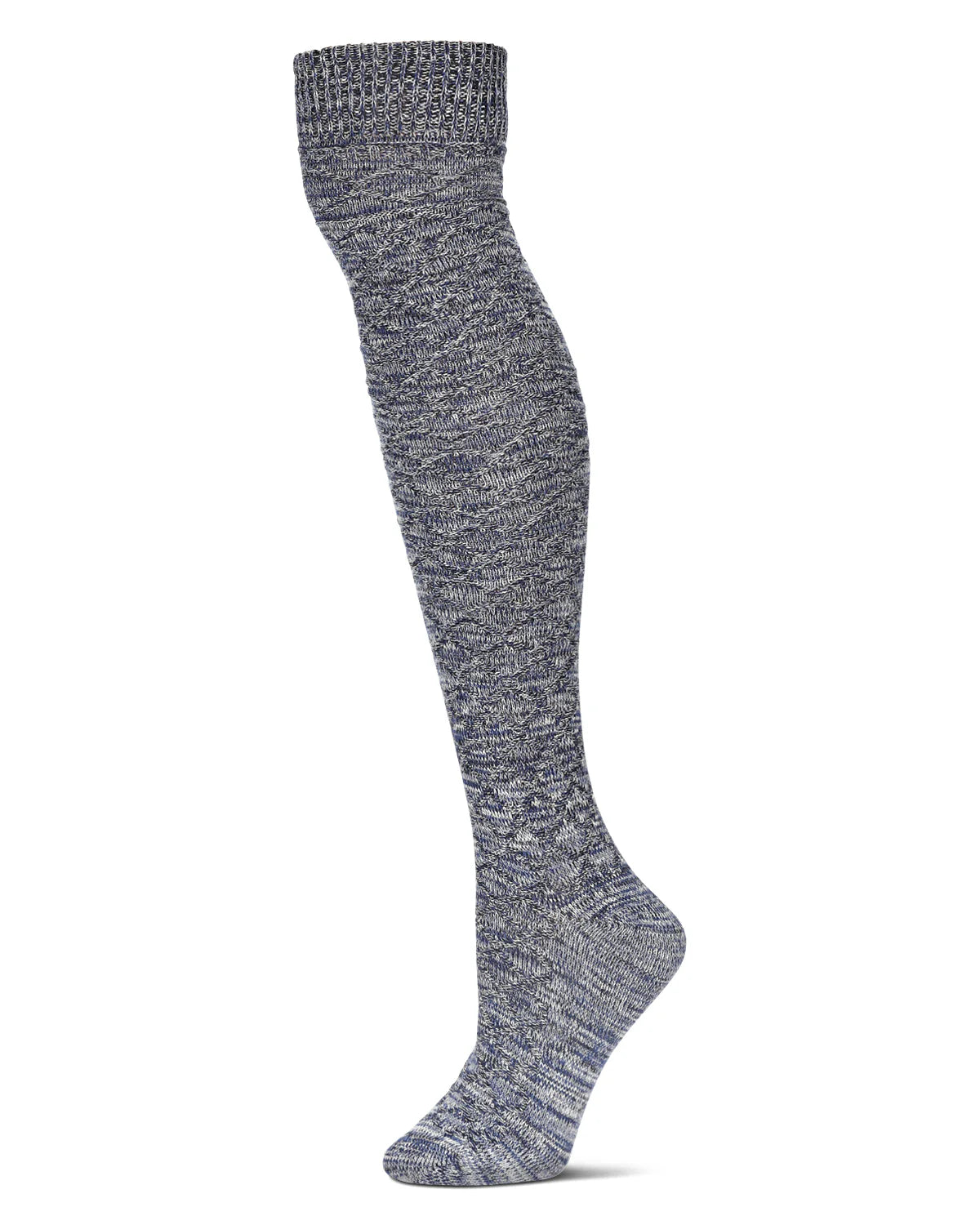 Crochet Mix Women's Over the Knee Socks in Blue Heather - The Sockery