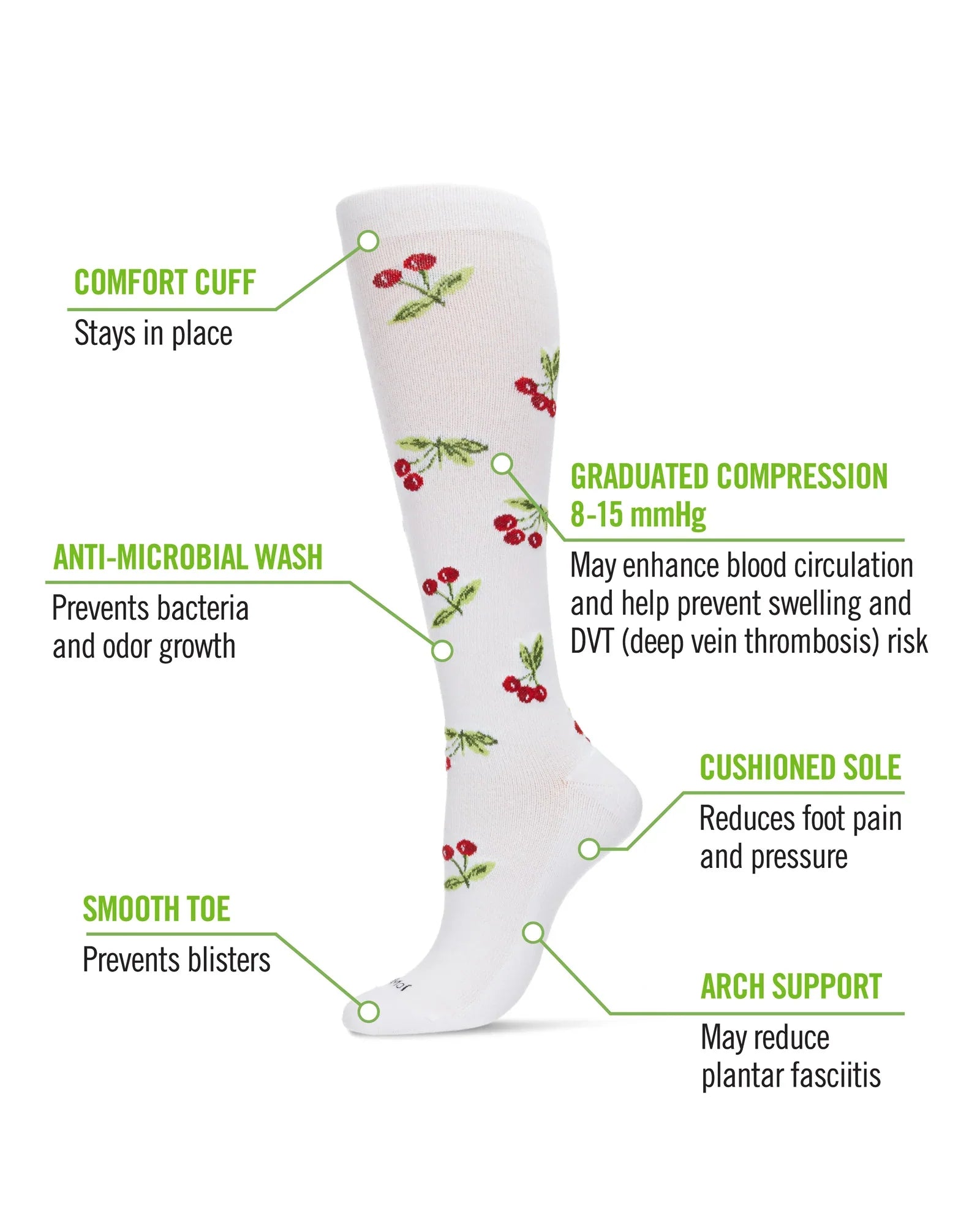 Very Cherry Women's Bamboo Compression Socks - The Sockery