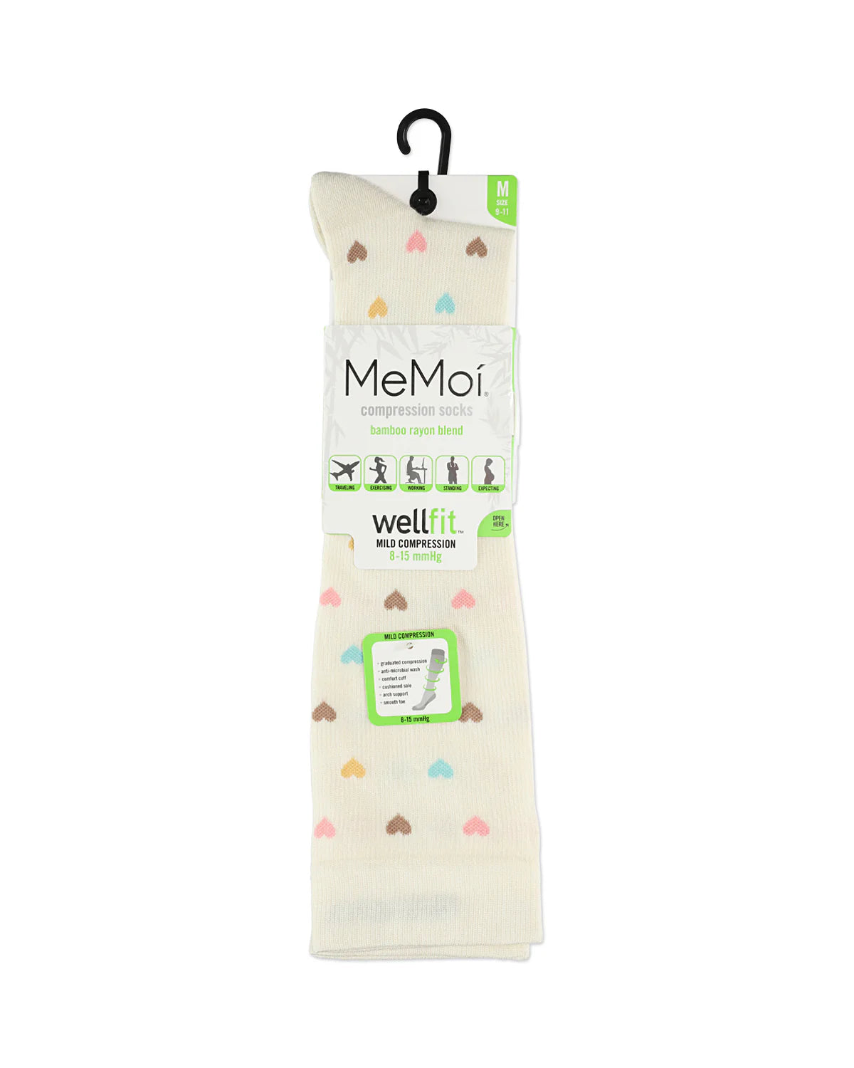 Multicolour Hearts Women's Bamboo Compression Socks - The Sockery
