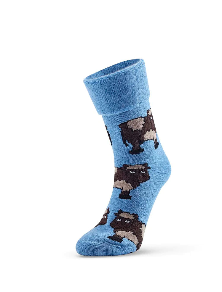 Cow Bed Socks in blue - The Sockery