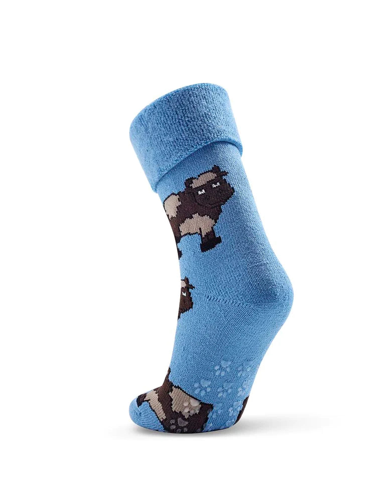Cow Bed Socks in blue - The Sockery