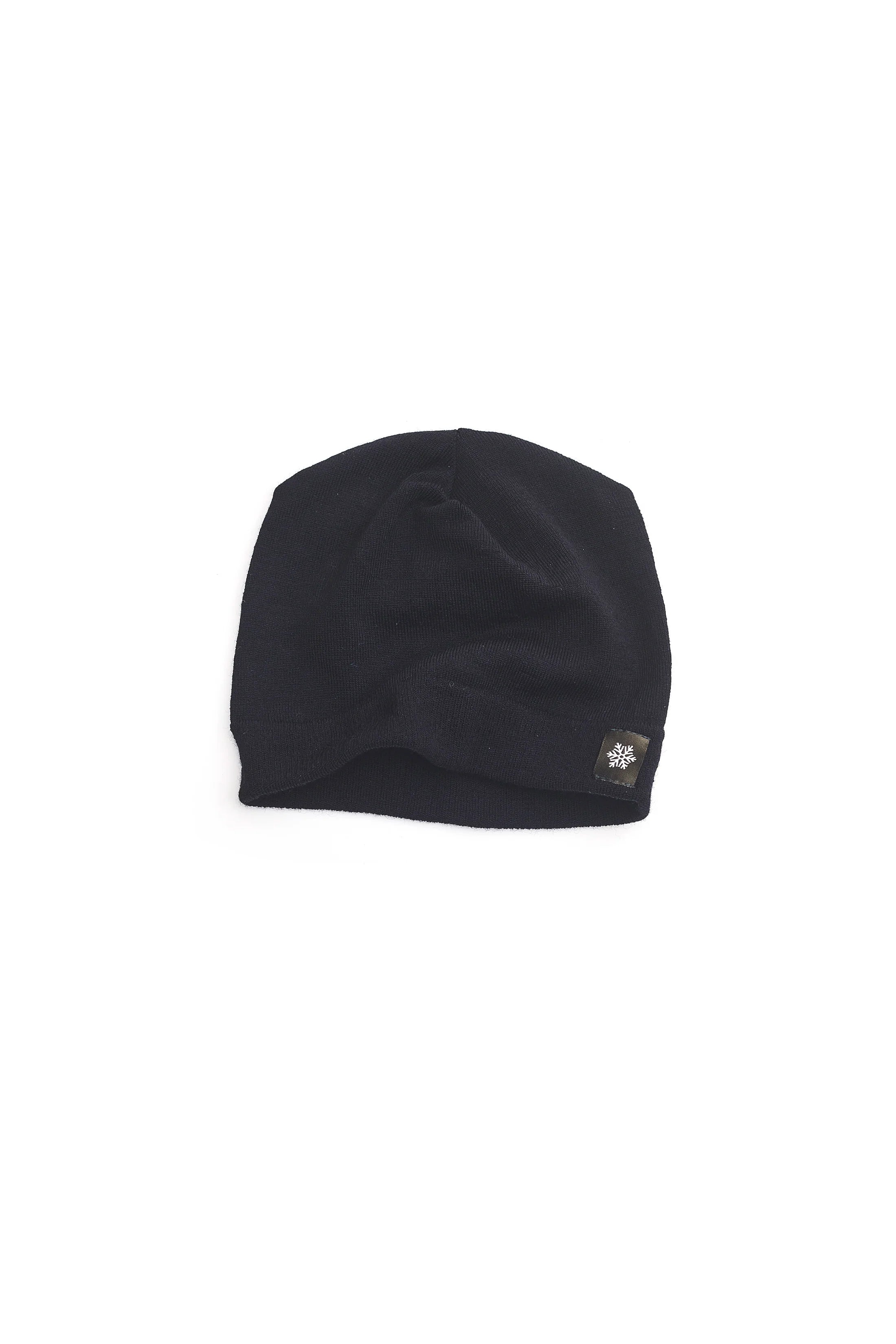 Fine Merino Wool Skull Cap Beanie in Black