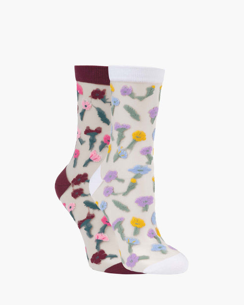 Wildflower Sheer Quarter Socks - 2Pk