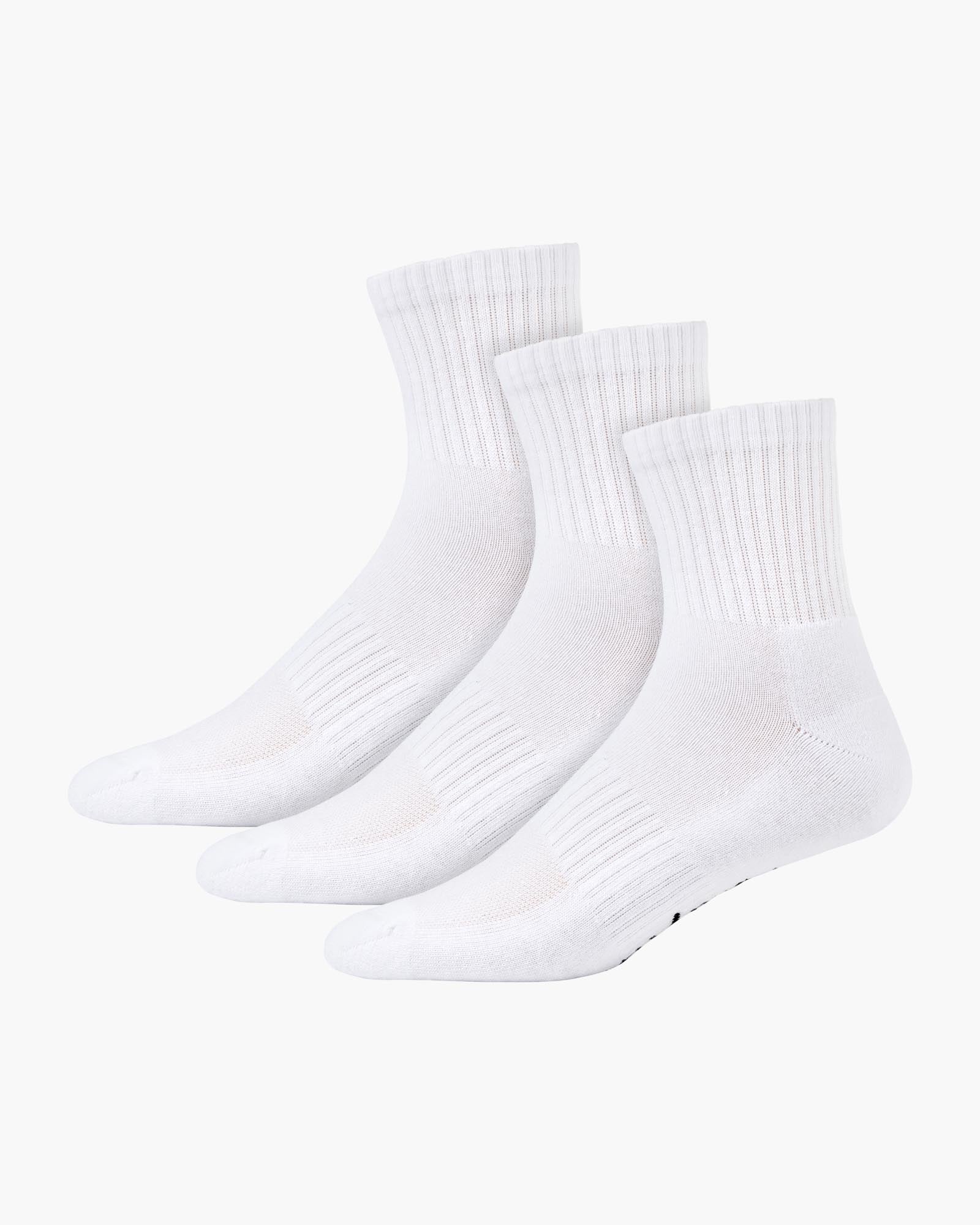 3 Pair Pack of Men's Sports Quarter Crew Socks - White