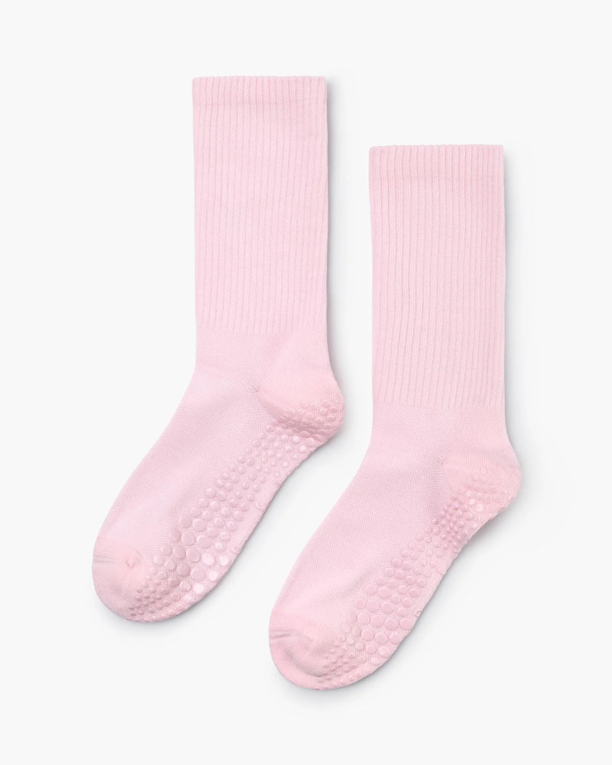 Pilates Grip Crew Socks in Light Pink