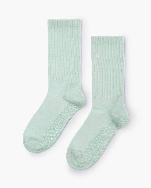 Pilates Grip Crew Socks in Sage
