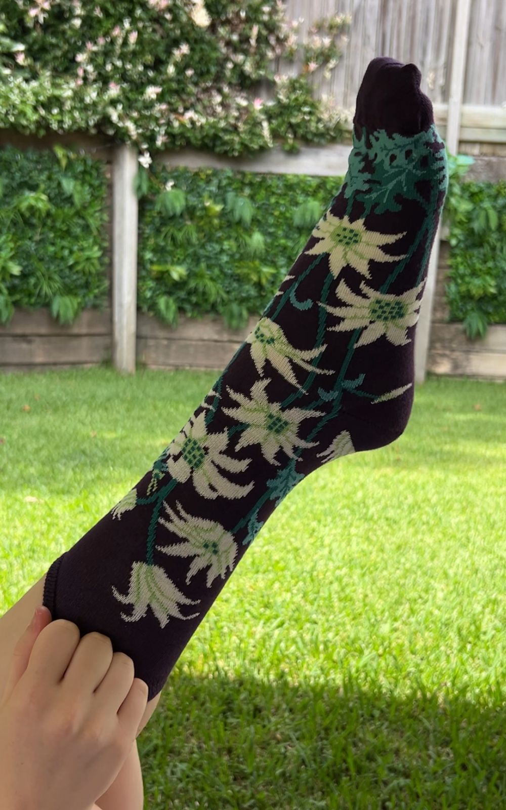 Flannel Flower Crew Socks