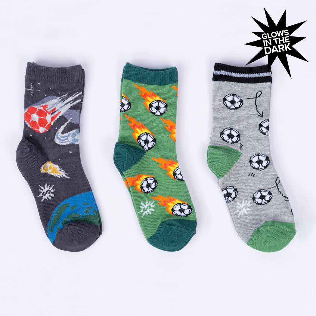 Let's Kick It! Kids Crew Socks - 3 Pack - The Sockery