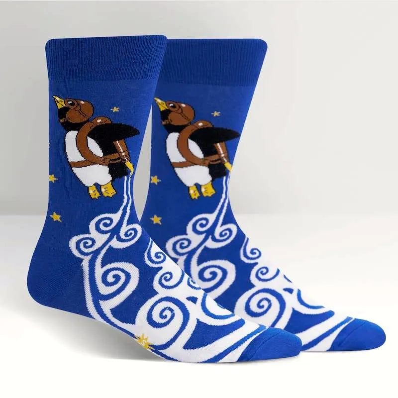 Penguin Taking Flight Men's Crew Socks - The Sockery
