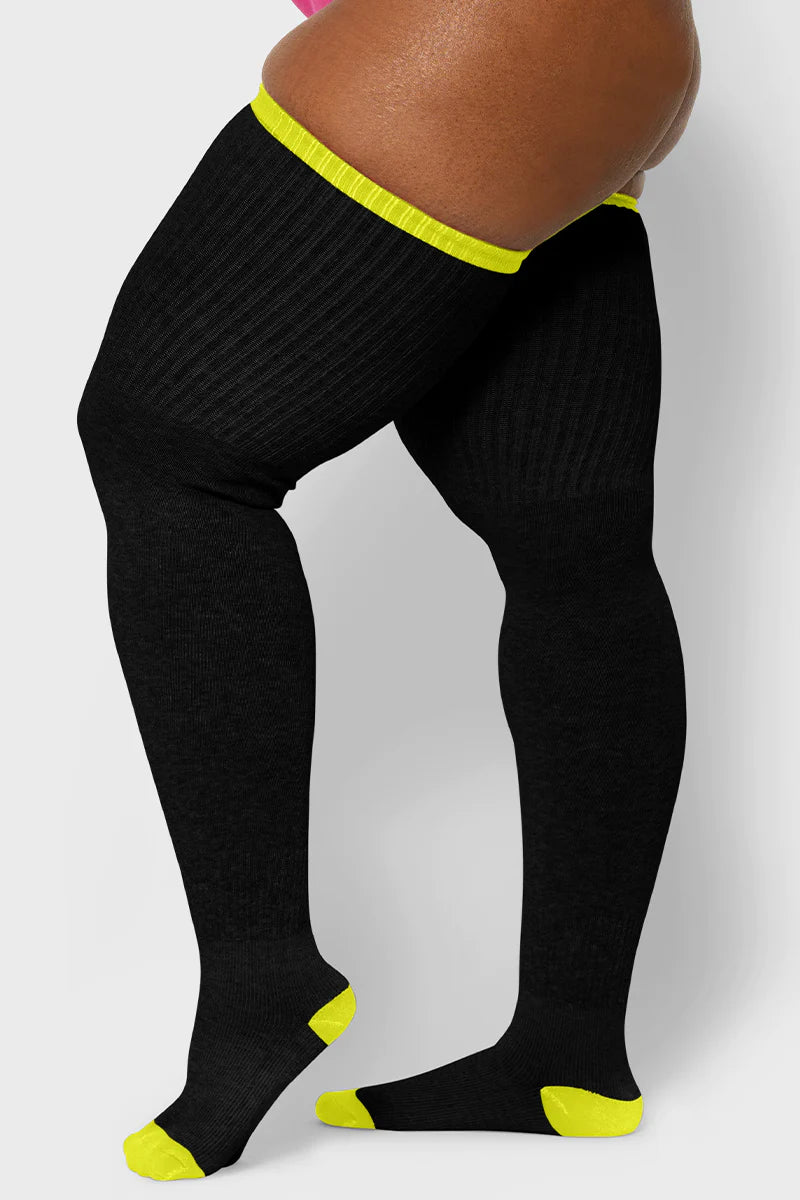 Pop of Neon Tubbies Plus Size Thigh High Socks - The Sockery