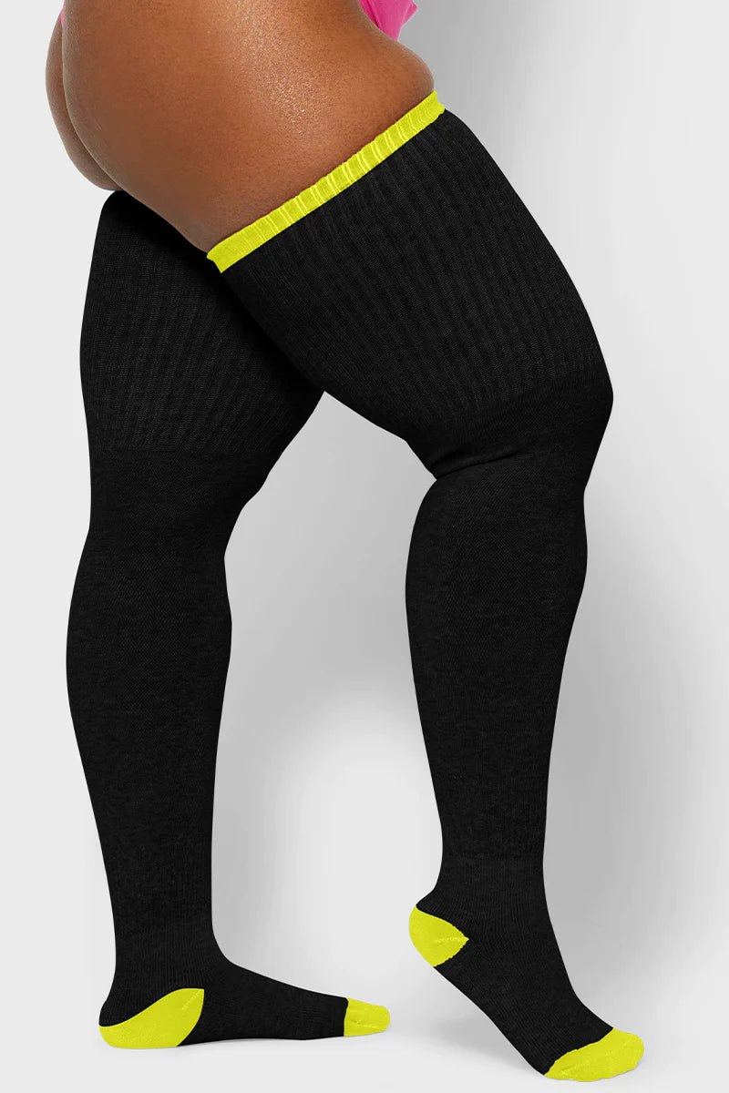 Pop of Neon Tubbies Plus Size Thigh High Socks - The Sockery