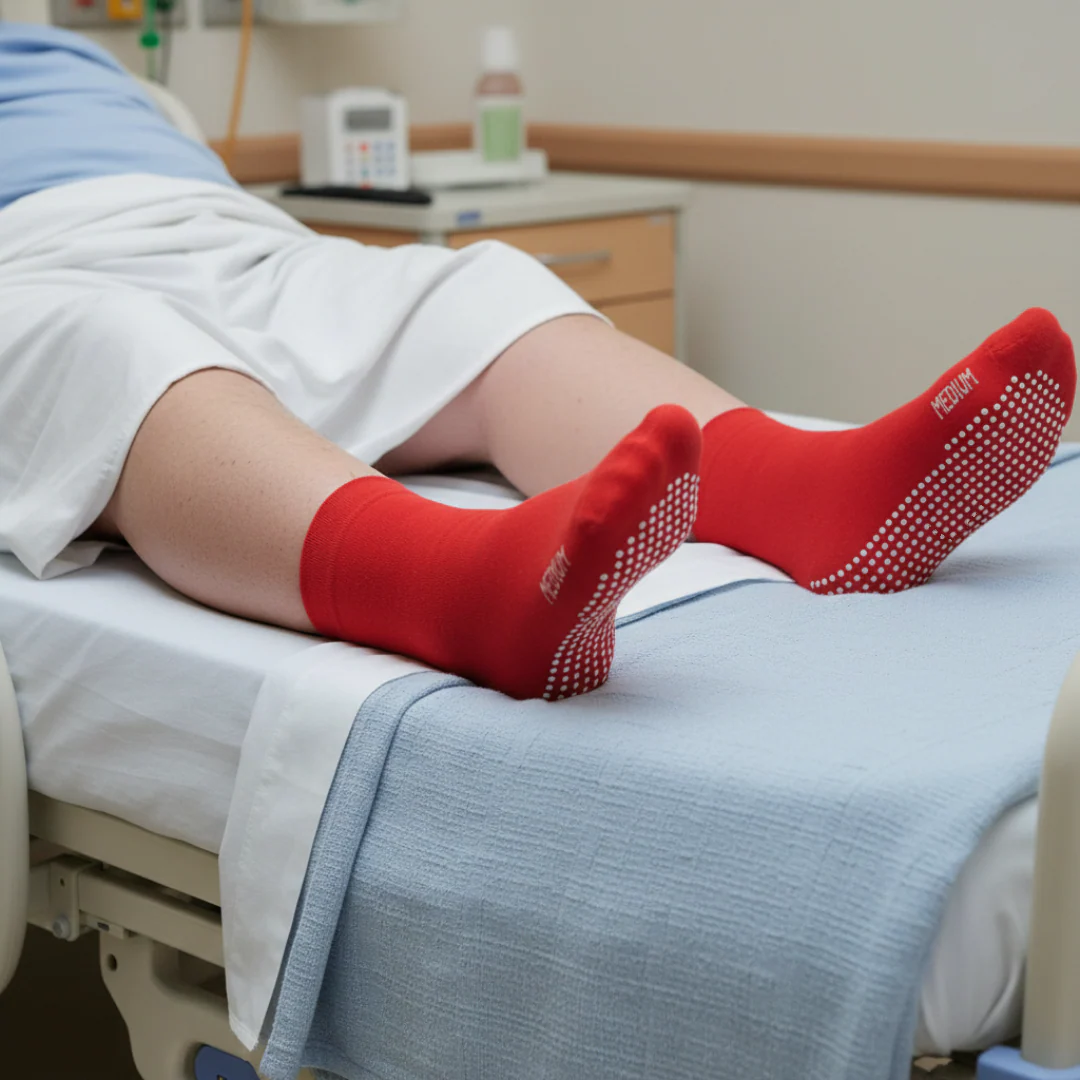 Maxi Hospital Non-Slip Socks in Red