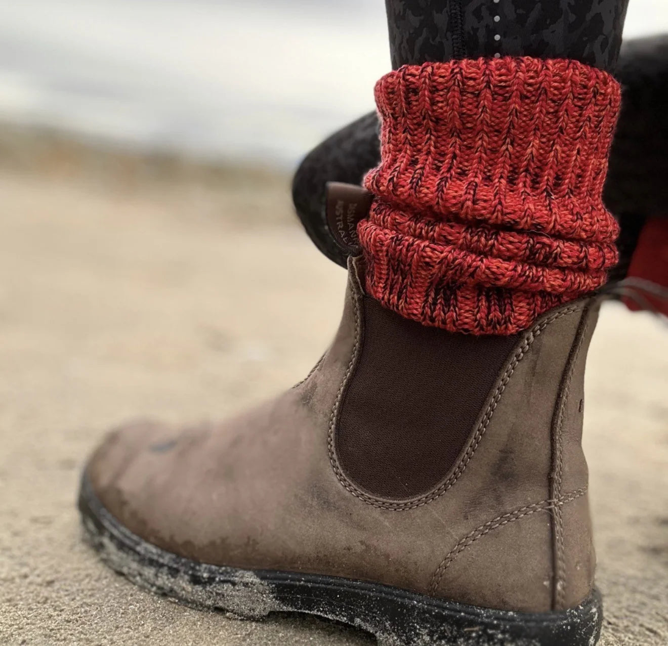 Pure Merino Mongrel Socks - Orange Red