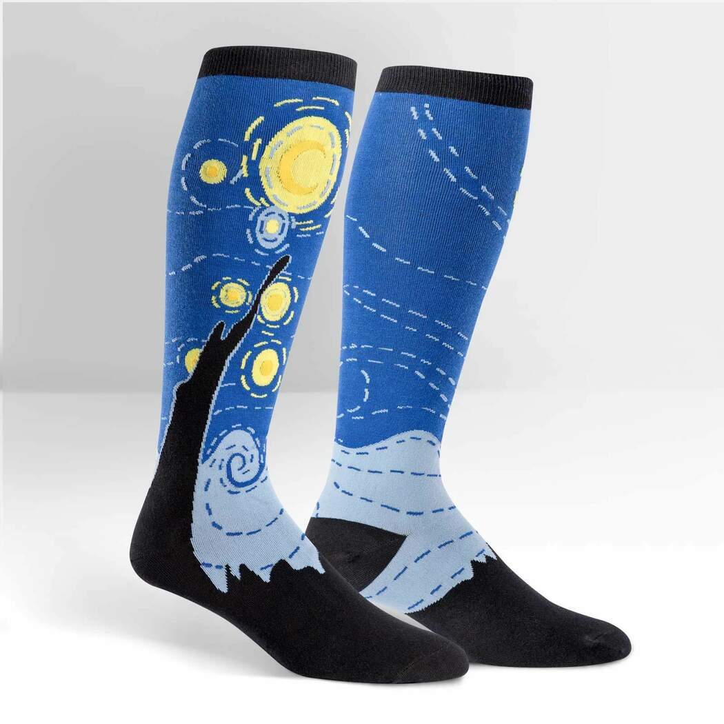 Starry Night Knee High Socks in Extra Stretchy for Wide Calves - The Sockery