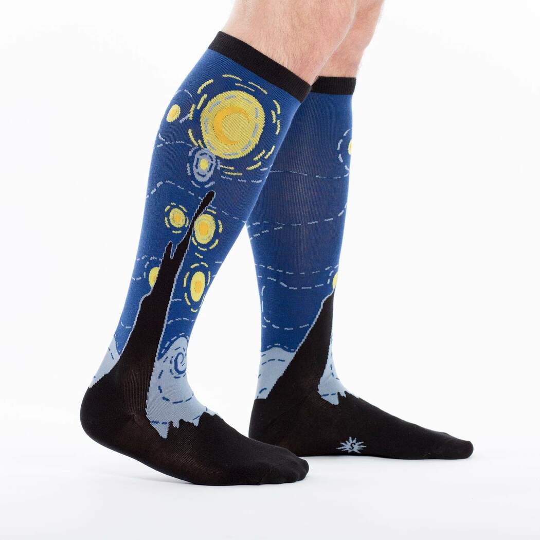 Starry Night Knee High Socks in Extra Stretchy for Wide Calves - The Sockery