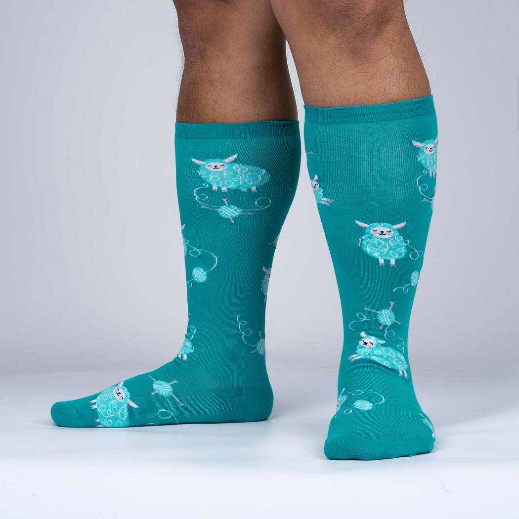 Wool Ewe Be Mine? Knee High Sock - Extra Stretchy for Wide Calves - The Sockery