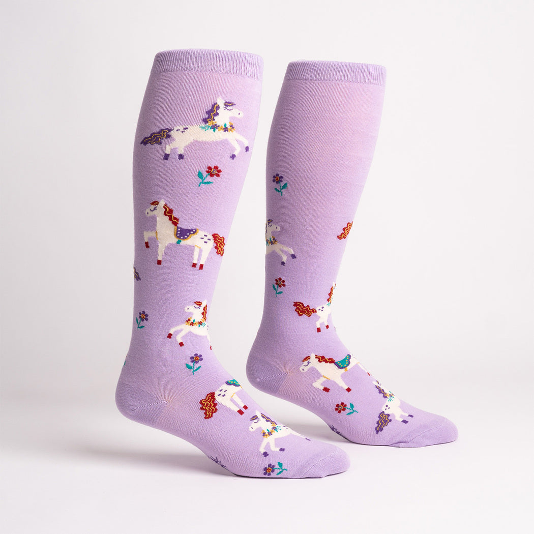 Prancing Around Knee High Sock in Extra Stretchy for Wide Calves - The Sockery