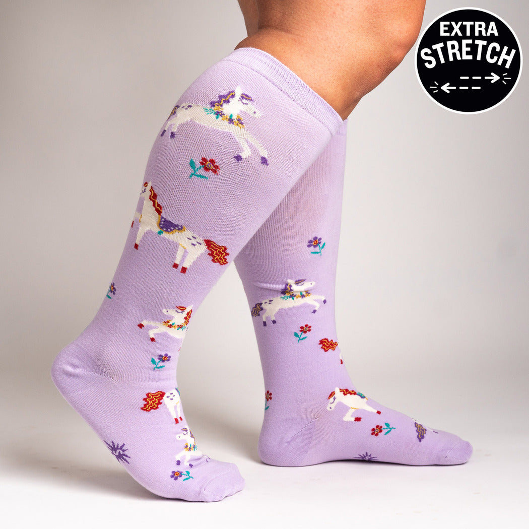 Prancing Around Knee High Sock in Extra Stretchy for Wide Calves - The Sockery