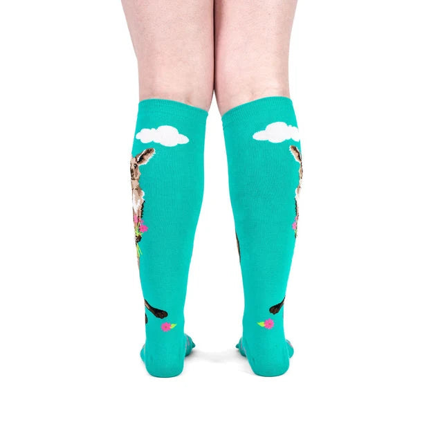 Kangaroos Make Me Hoppy Knee High Socks in Extra Stretchy for Wide Calves