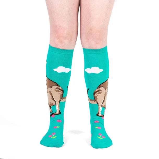 Kangaroos Make Me Hoppy Knee High Socks in Extra Stretchy for Wide Calves