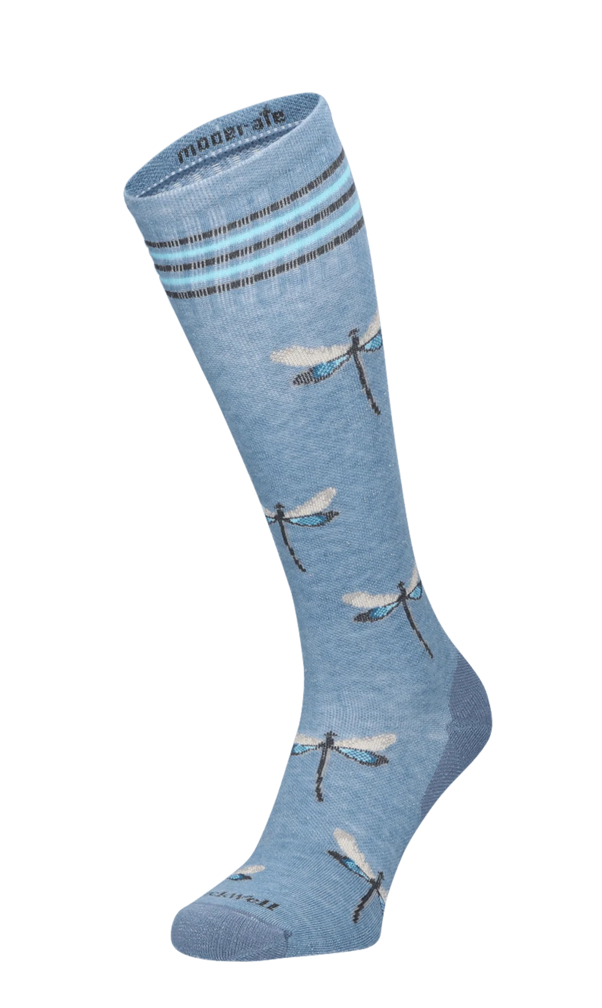 Dragonfly Women's Bamboo/Merino Over the Calf Compression Sock in Bluestone