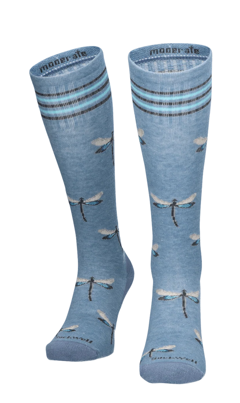 Dragonfly Women's Bamboo/Merino Over the Calf Compression Sock in Bluestone