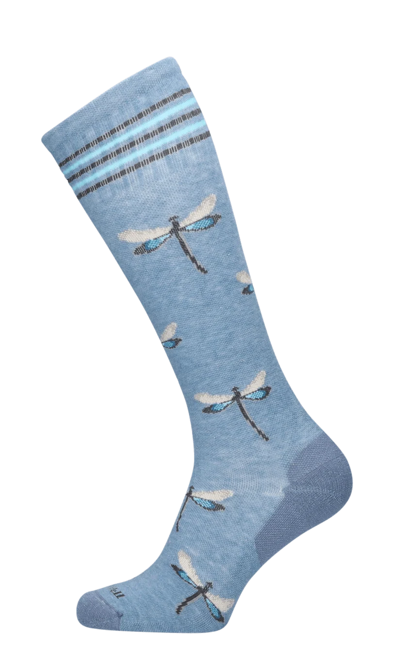 Dragonfly Women's Bamboo/Merino Over the Calf Compression Sock in Bluestone