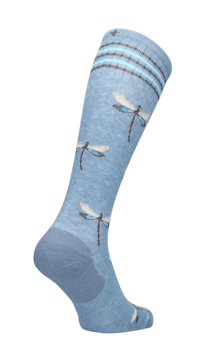 Dragonfly Women's Bamboo/Merino Over the Calf Compression Sock in Bluestone