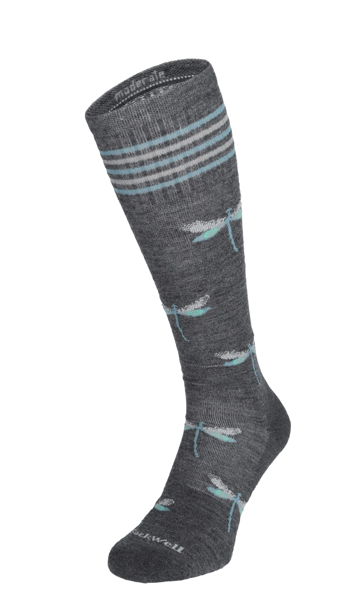 Dragonfly Women's Bamboo/Merino Over the Calf Compression Sock in Charcoal