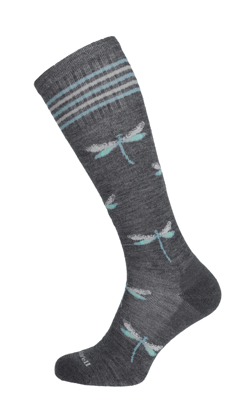Dragonfly Women's Bamboo/Merino Over the Calf Compression Sock in Charcoal