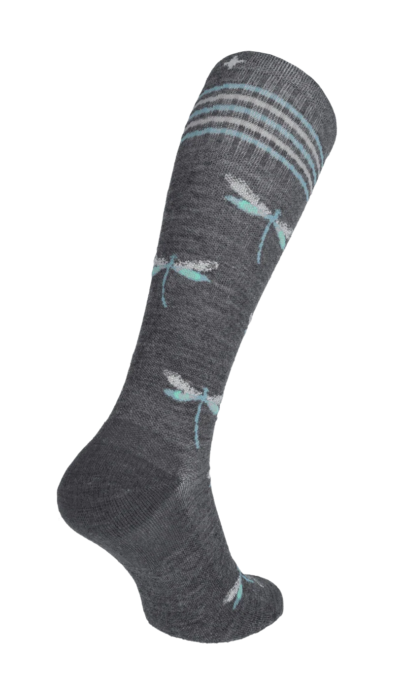 Dragonfly Women's Bamboo/Merino Over the Calf Compression Sock in Charcoal