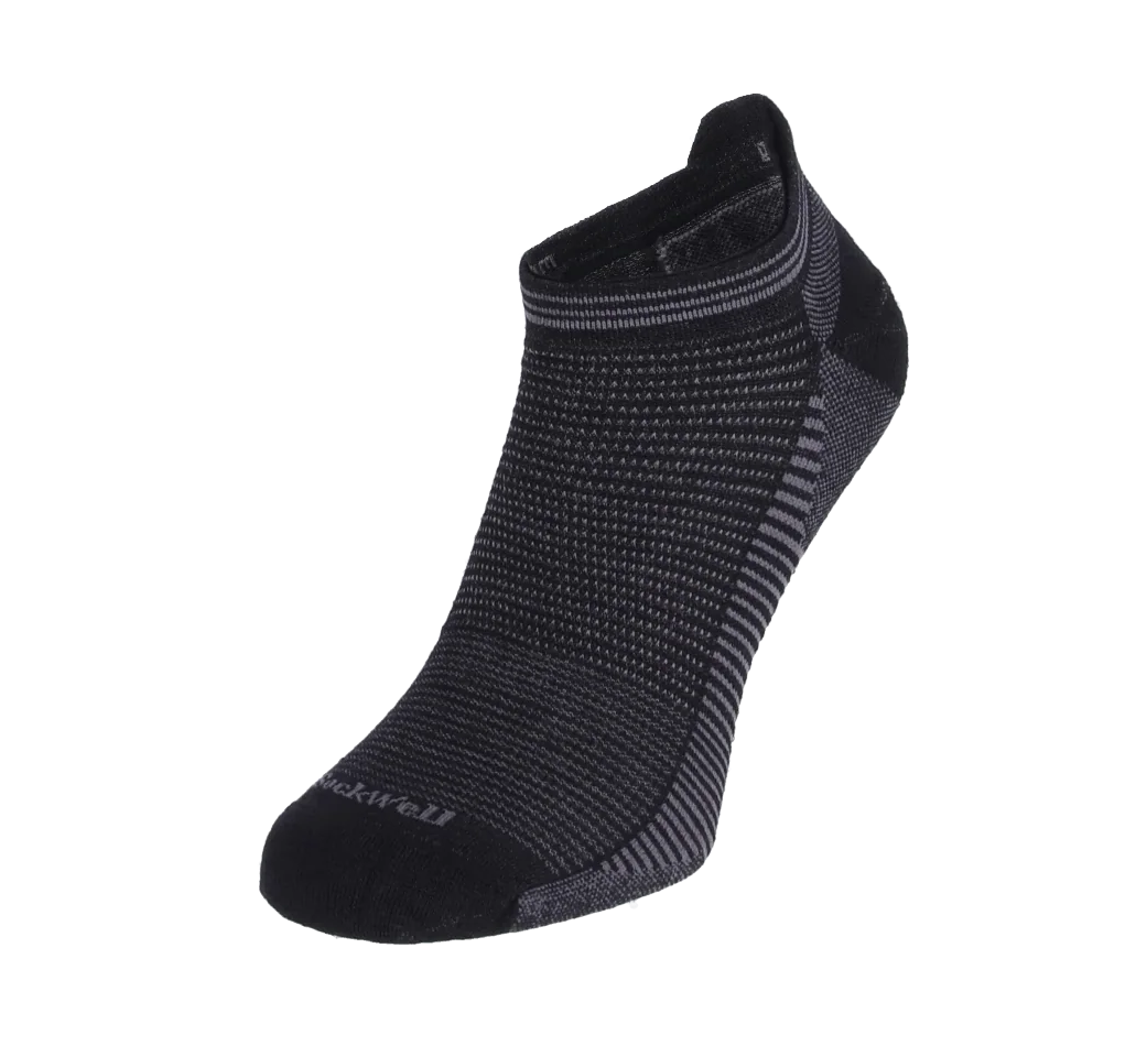 Cadence Micro Men's Bamboo/Merino Moderate Compression Ankle Socks in Black Stripes