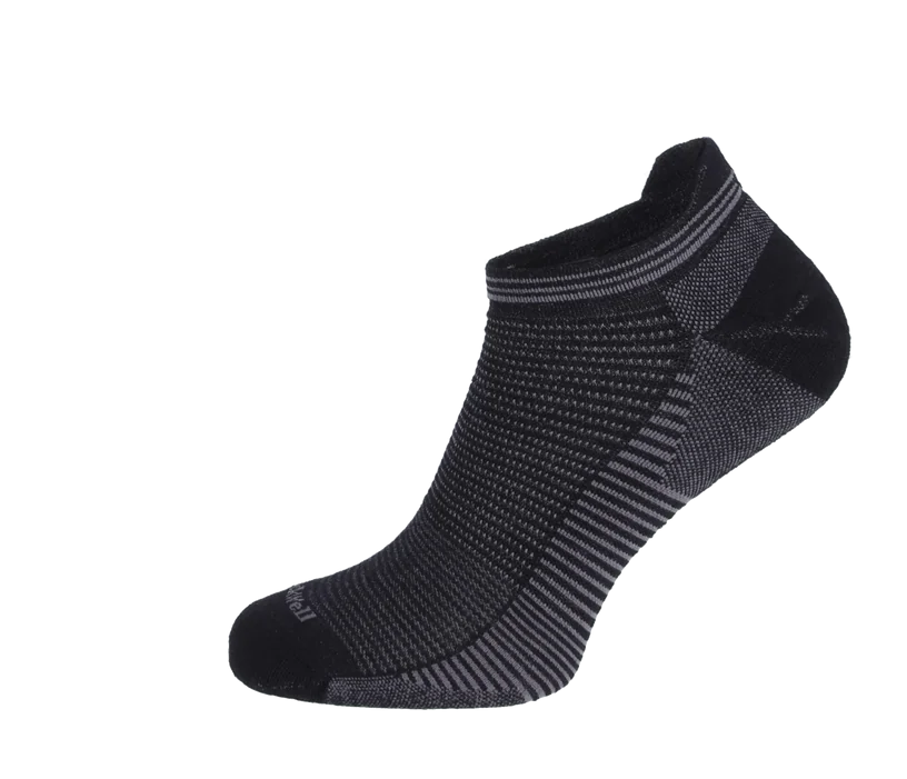 Cadence Micro Men's Bamboo/Merino Moderate Compression Ankle Socks in Black Stripes