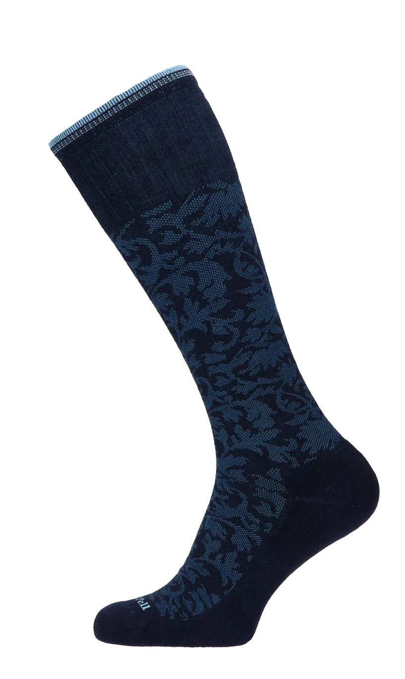 Damask Women's Bamboo/Merino Moderate Graduated Compression Socks in Navy